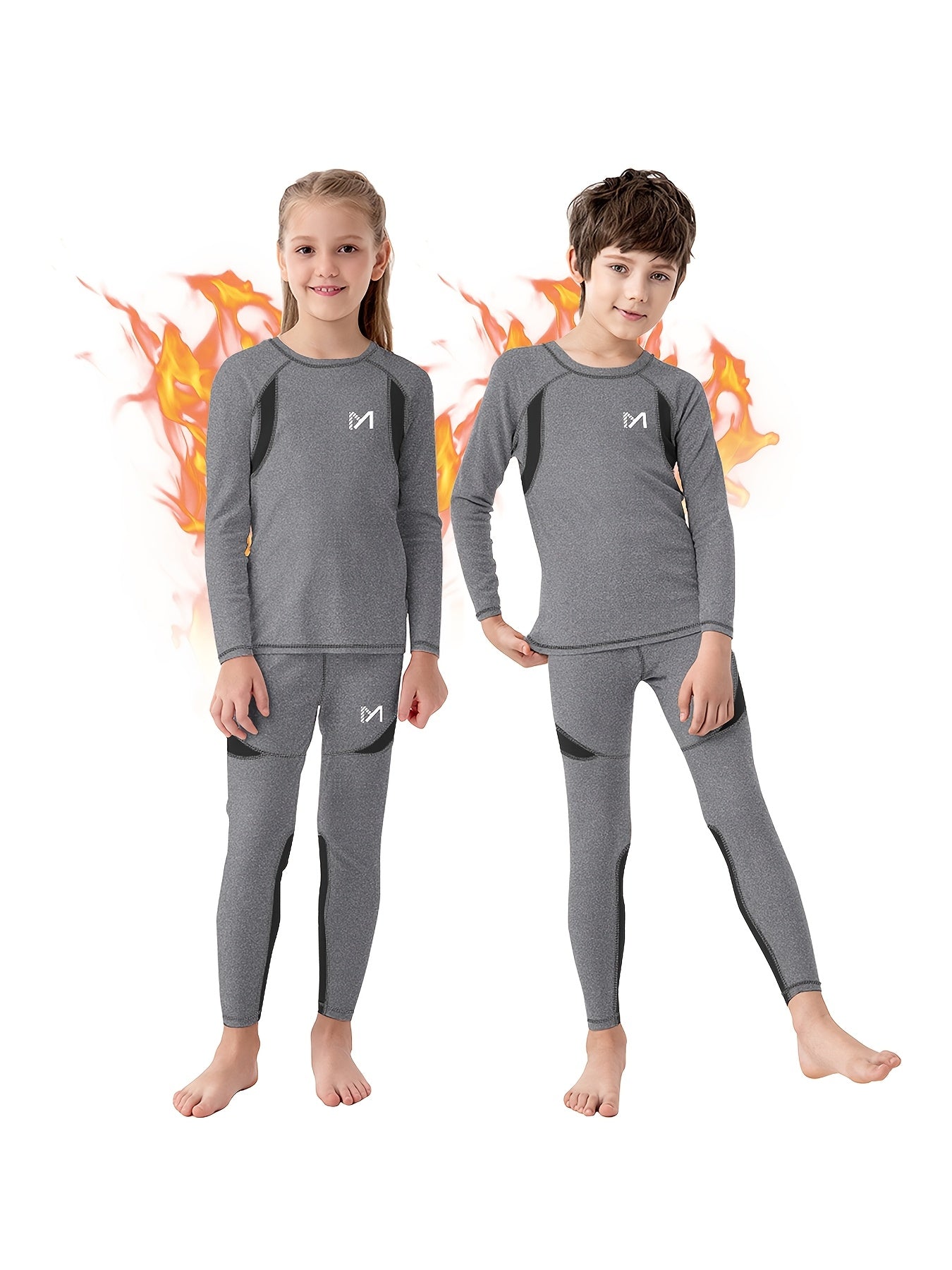 4 Pcs Youngsters' Warm Winter Underwear Set - Long Sleeve Top & Pants, Comfortable and Cozy