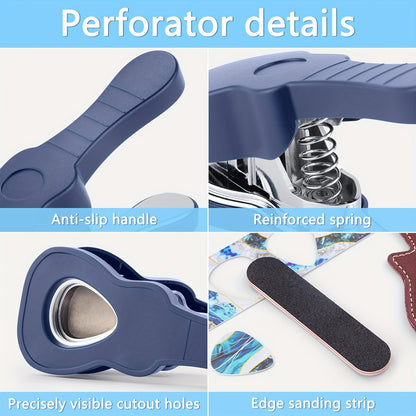 Bass Guitar Pick Punch Kit – Includes 15 Variety Pick Strips, Medium Guitar Pick Maker, Perfect Unique Gift for Guitar Lovers - Hiccupzz