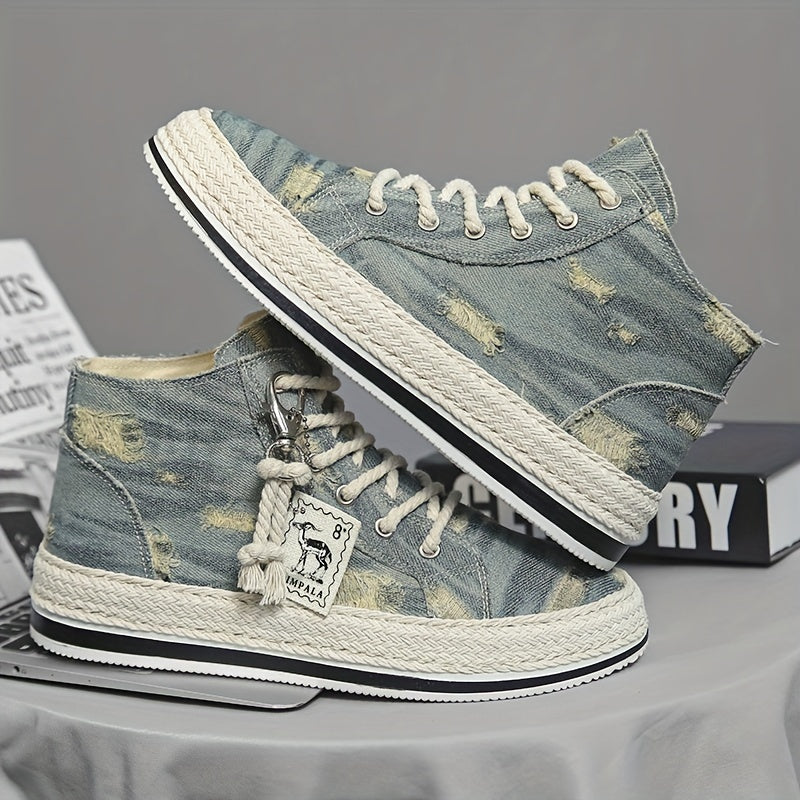 Breathable High Top Denim Skate Shoes for Men