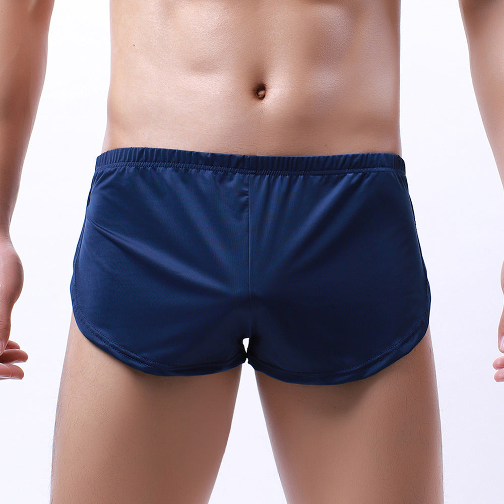 Men's Silky Round Edge Sports Boxers Home Shorts Three-point Pants