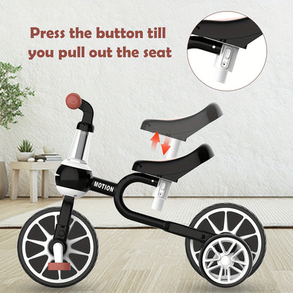 3 In 1 Kids Tricycles - Detachable Pedal & Training Wheels - For 1-4 Year Old Boys & Girls