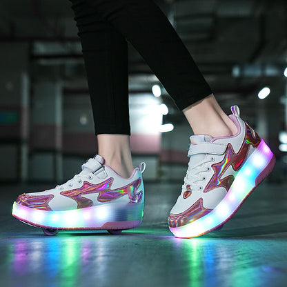 Children's Fashion Removable Charging With Lights Light-emitting Roller Skates - Hiccupzz