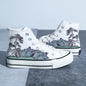 Chinese Style Canvas Shoes Retro Landscape Painting Lotus Pond Bamboo Forest Student High-top Board Shoe - Hiccupzz