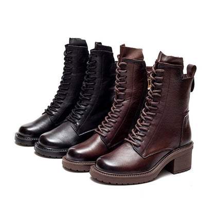 New Cow Leather Mid-barrel Martin Boots - Hiccupzz