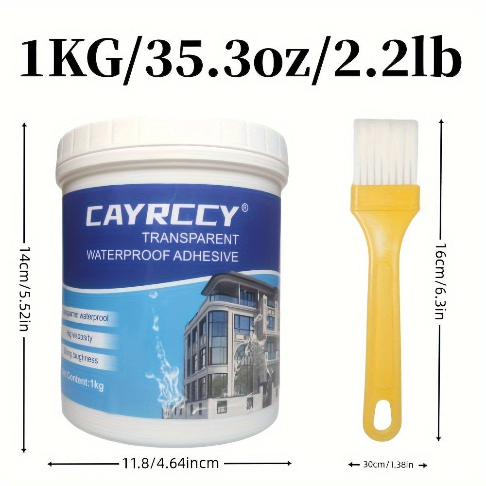 35 Oz Waterproof Glue Sealant Clear, Super Strong Invisible Waterproof Agent, Anti-Leakage Waterproof Sealant Adhesive Coating for Kitchen, Garden, Roofs, Walls (1 KG)