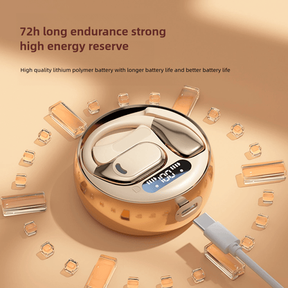 New Wireless Earphone New Open Air Conduction Earbuds Small Round Design Non In Ear Long Standby Headphone HIFI Sound Earhook - Hiccupzz