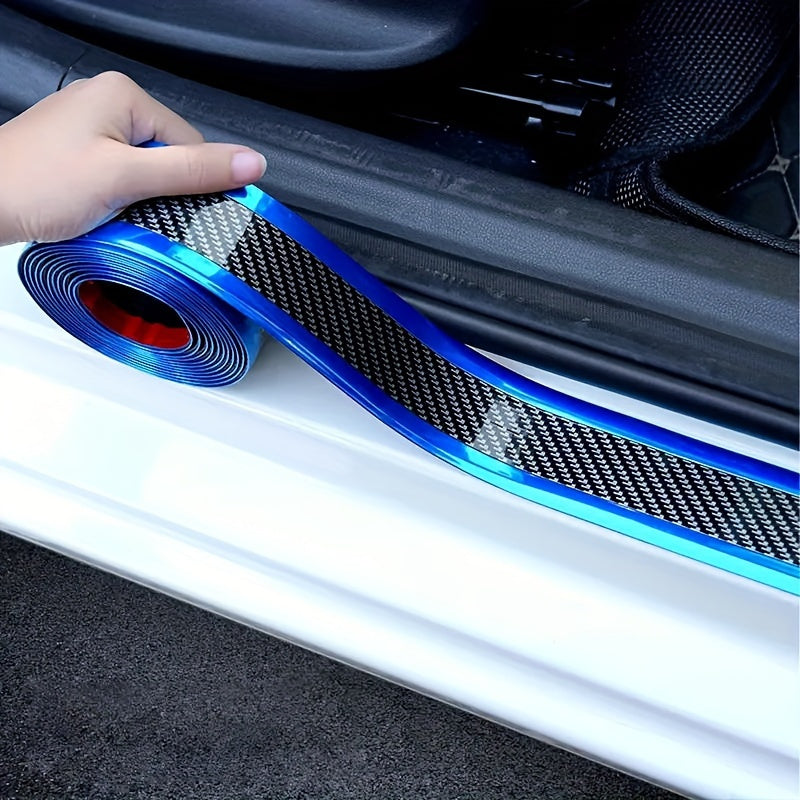 4 Pcs Set Car Door Sill Protectors - Self-Adhesive, Scratch-Resistant Anti-Collision Film with Stylish Pinstripe Design for Most Cars