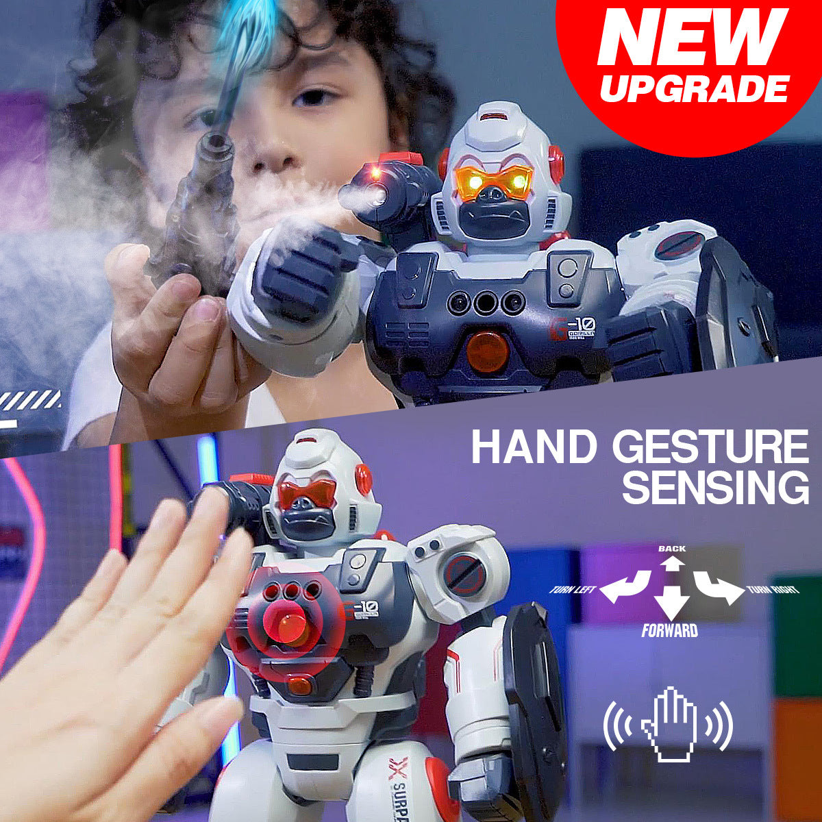 Gesture Sensing RC Robot Toy - Programmable Remote Control Smart Walking & Dancing Robot with Spray Function, Gift for Boys Aged 3-8