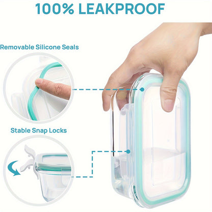 8-Pack Glass Food Storage Containers with Leak-Proof Lids, Microwave, Oven, Freezer & Dishwasher Safe, BPA-Free Bento Boxes for Meal Prep - Hiccupzz