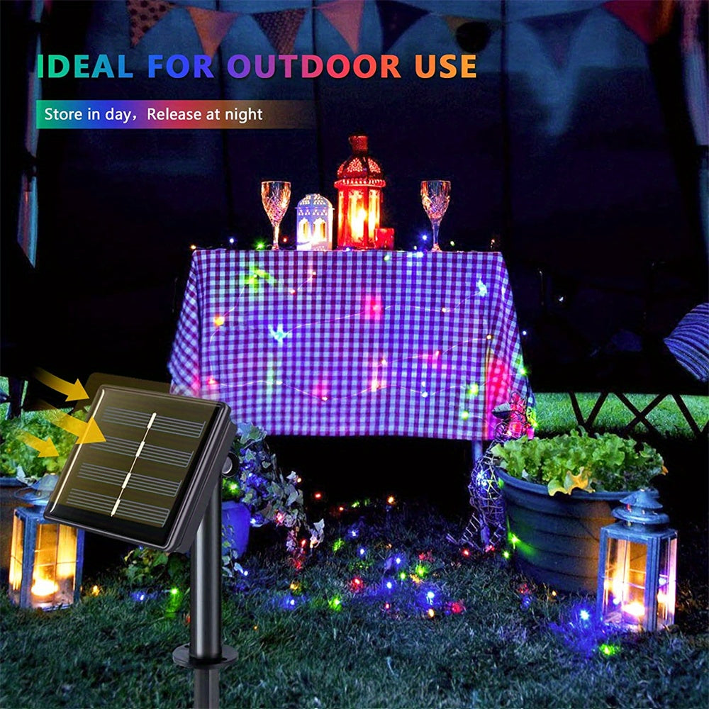 1pc 50/100/200/300 LED Solar Light Outdoor Waterproof - 8 Modes Copper Wire Fairy String Lights for Decorations