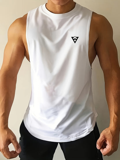 Men's Solid Tank Top - Quick-Dry Stretch Crew Neck Sleeveless Shirt for Gym & Fitness - Hiccupzz