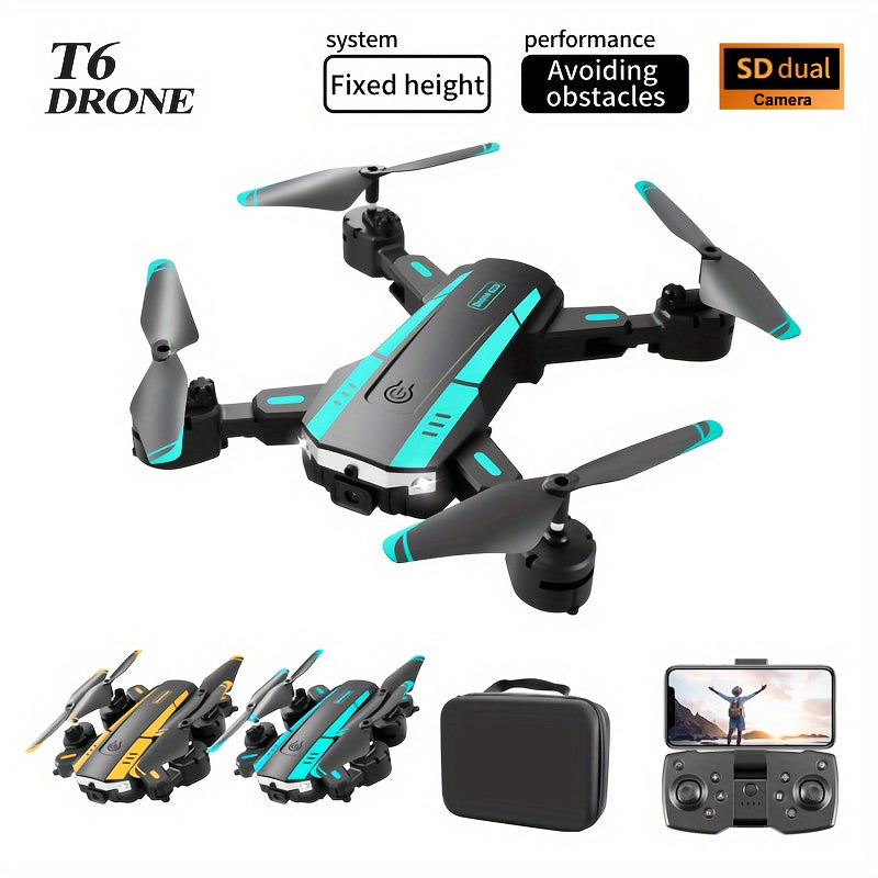 T6 Aerial Drone With HD Dual Camera, One-key Take-off And Landing, 540° Intelligent Obstacle Avoidance, Gesture Recognition, Intelligent Hovering, Foldable Quadcopter