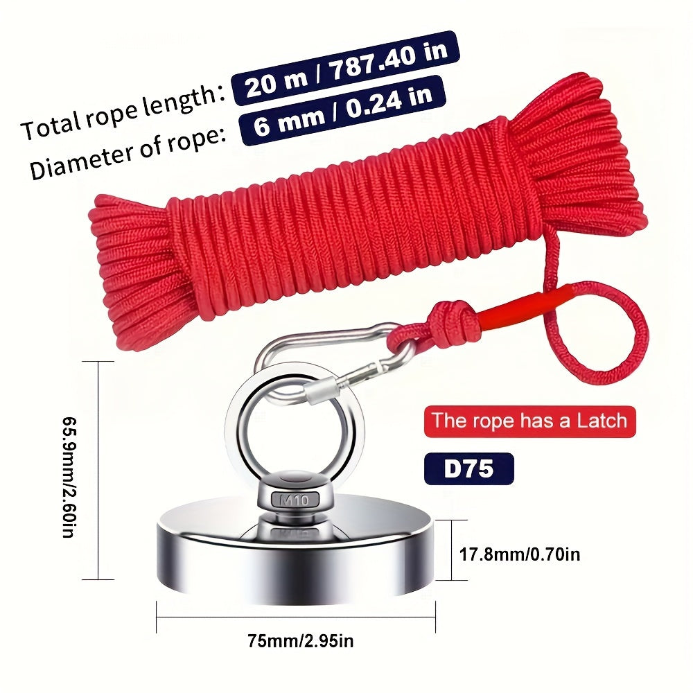 Ultra-Powerful Neodymium Magnet for Heavy-Duty Fishing - Ideal for River Salvage, Indoor & Outdoor Use