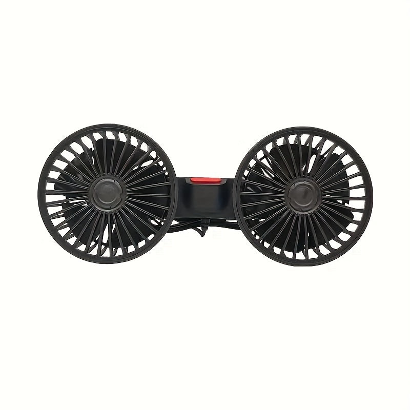 Car Fan - Powerful 12V/24V Dual-Head Electric USB Fan, Portable with Strong Wind for Backseat, Travel, Picnic, and Beach