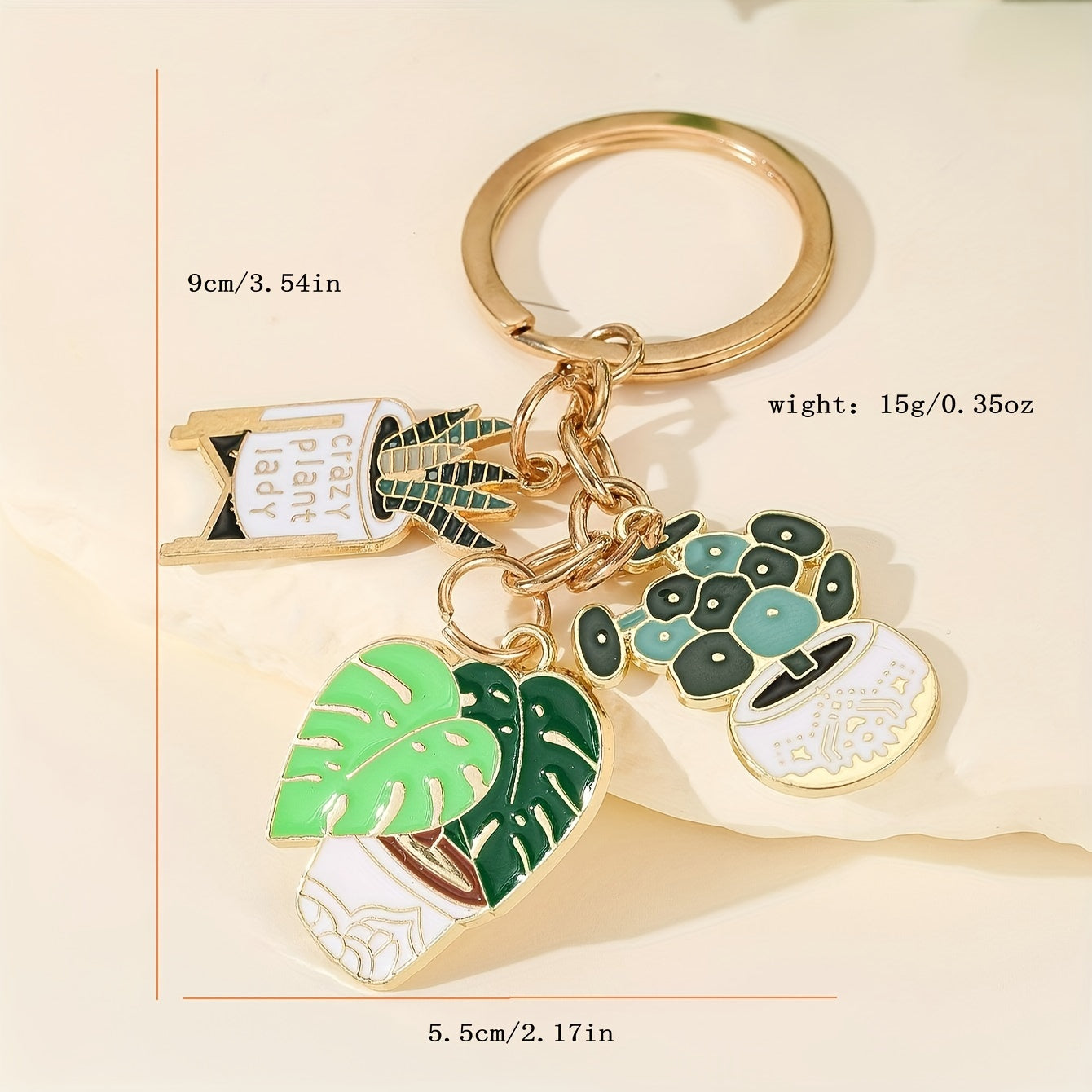 Botanical Charm Keychain: Succulent & Plant Pendant, Creative Green Keyring for Fashion and Decor