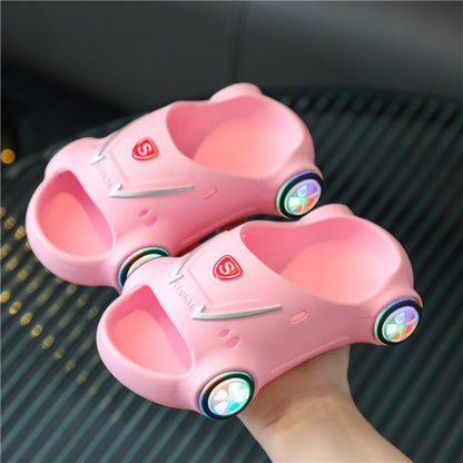 Kids Glowing Slippers Cartoon Car Sandals Children Sandals Anti Slip Boys Girls Luminous Slippers Summer Beach Shoes - Hiccupzz