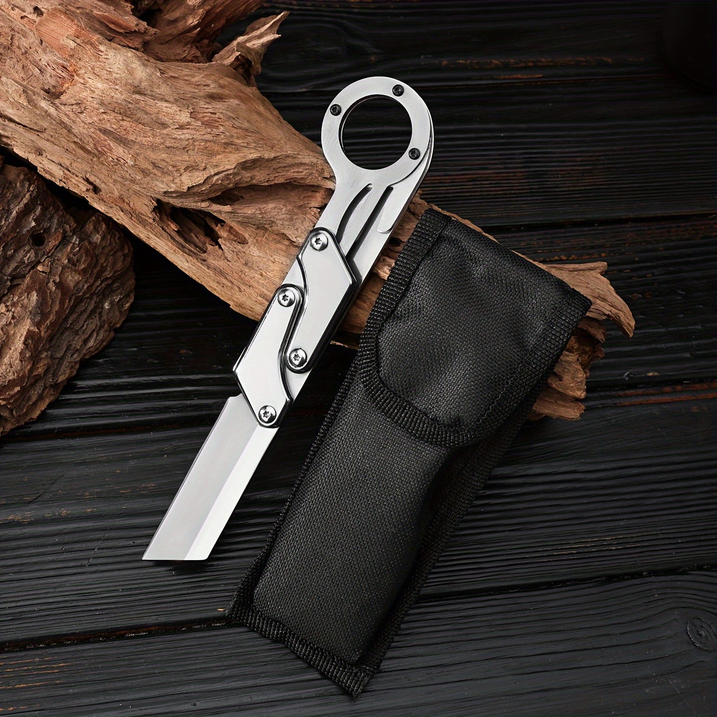 1pc Stainless Steel Multifunctional Folding Knife - Creative Transforming Tactical Pocket Knife for Outdoor Survival