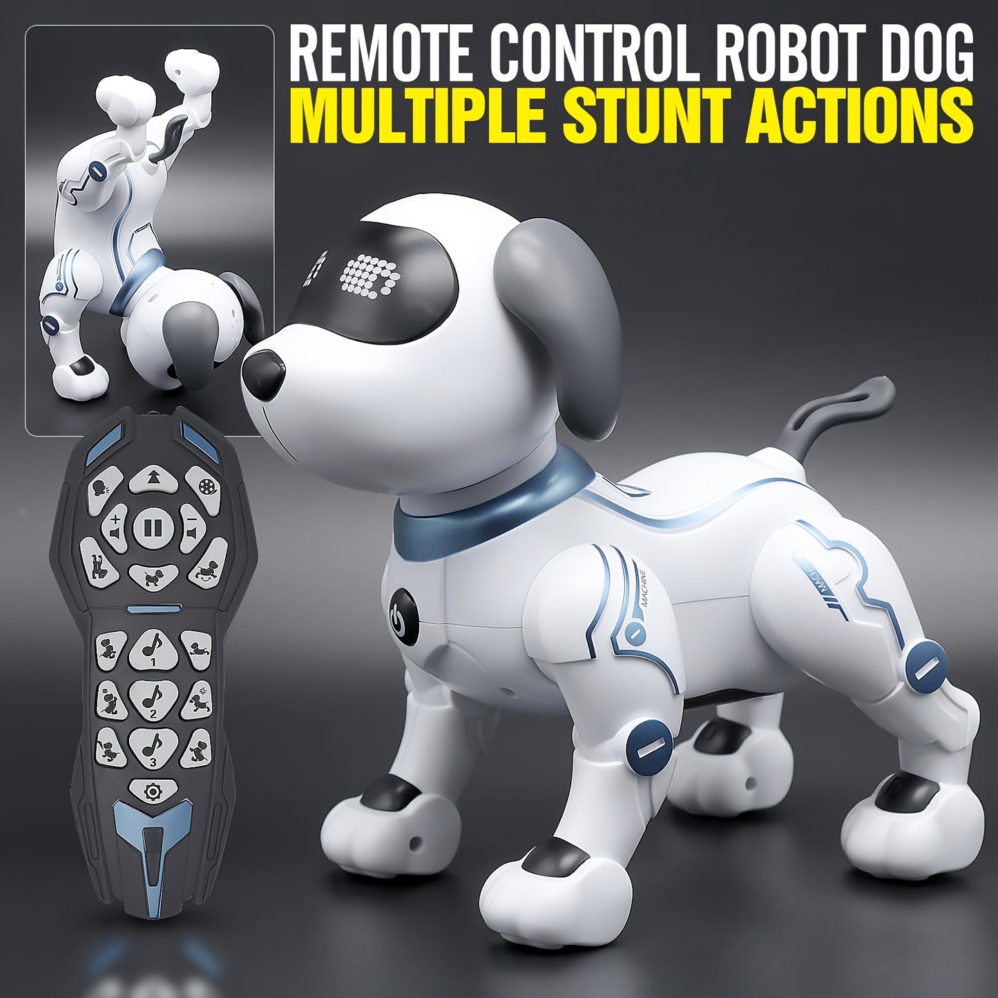 1 Pc Interactive Robot Dog with Remote Control, Voice Command, Dance & Song Functions, Rechargeable Battery, Infrared Sensing, LED Lights ABS Resin Electronic Pet Toy for Kids.