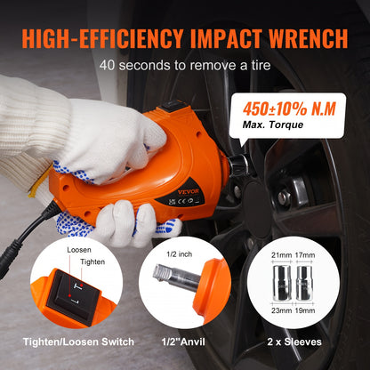 5-Ton Electric Hydraulic Car Jack with Impact Wrench, Built-in Inflator & LED Light for SUV, MPV, Sedan, Truck - Hiccupzz