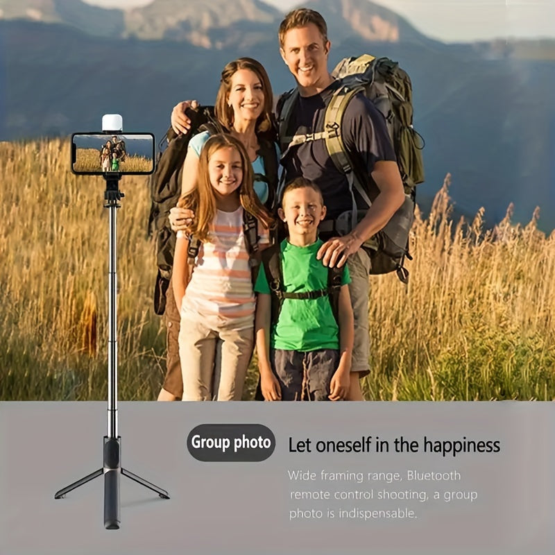 1 Pc 40" Mobile Selfie Stick Tripod with Wireless Remote, 360° Rotatable Smartphone Stand, Compatible with any Phone.