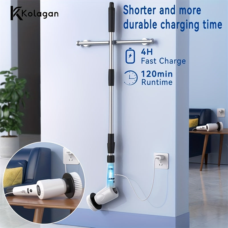 7-in-1 Cordless Electric Spin Scrubber with 4 Angles, 3 Speeds, Power Display for Bathroom, Kitchen, Shower Cleaning