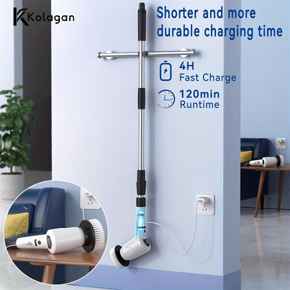 7-in-1 Cordless Electric Spin Scrubber with 4 Angles, 3 Speeds, Power Display for Bathroom, Kitchen, Shower Cleaning - Hiccupzz