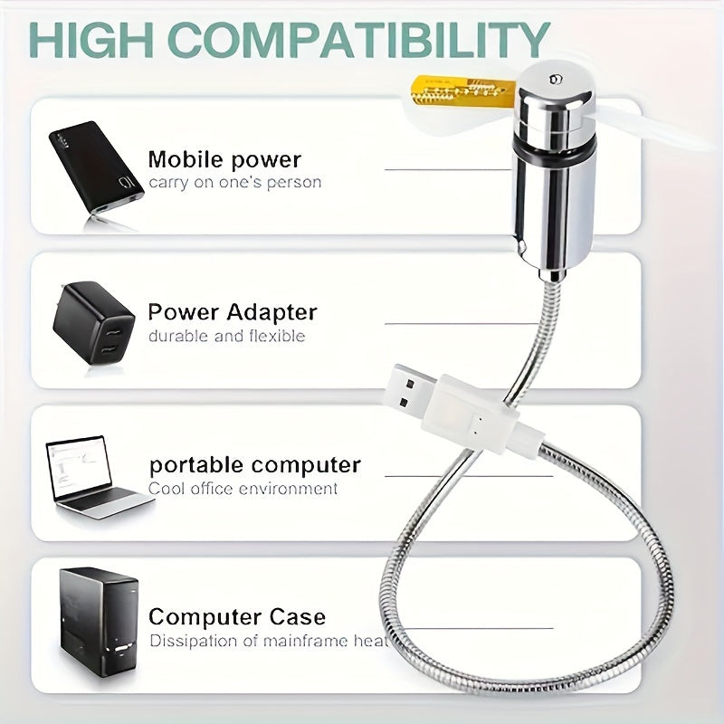 Winter New Christmas Portable USB LED Clock Fan - Energy Saving, Flexible Design, Time Display & Temperature Check