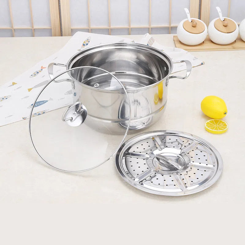 18-Piece Stainless Steel Cookware Set – Household Kitchen Soup Pot Set (16–26 cm)