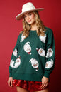 Sequin Santa Patterned Knit Sweatshirt