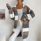 Women's Fashion New Arrival Long Buttonless Colorblock Sweater Jacket - Hiccupzz