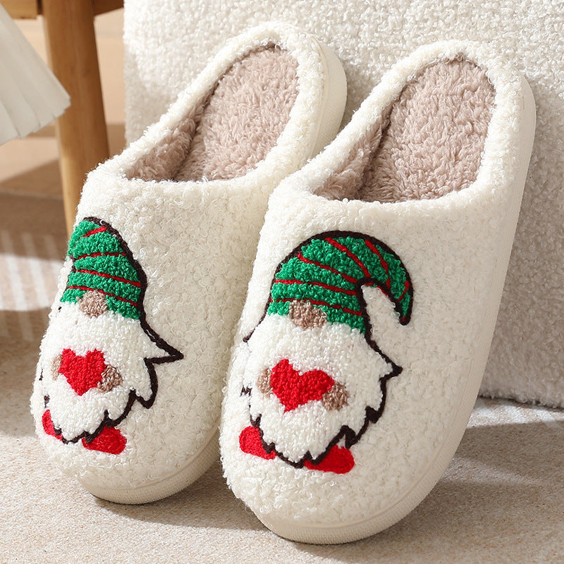 hristmas cute Christmas dwarf pattern cotton slippers indoor home plush warm slippers