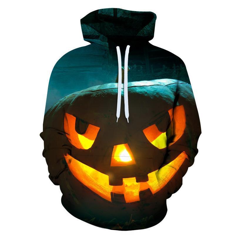 Sudadera con capucha con estampado de calabaza de Halloween para hombre 