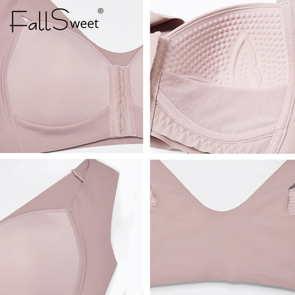 FallSweet  Front Closure Bras for Women Plus Size Underwear  Seamless Push Up Brassiere Vest Top Sexy Bra - Hiccupzz