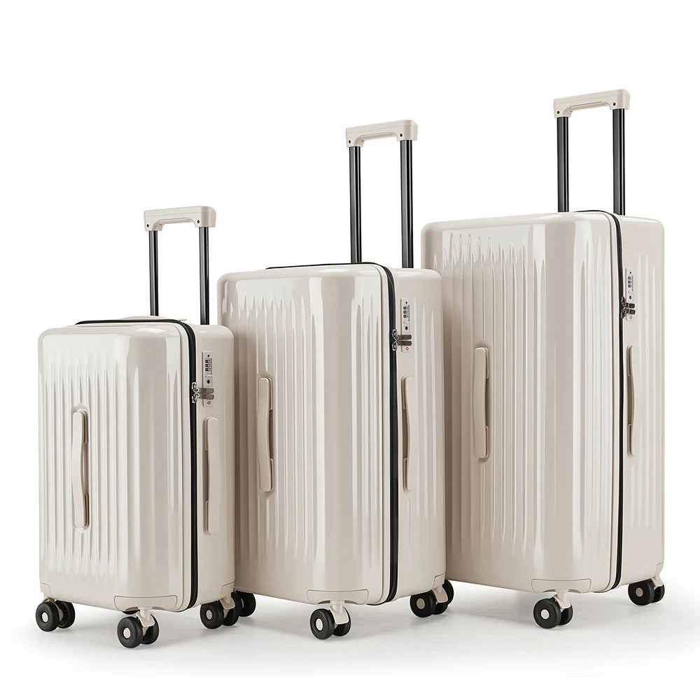 3 Piece Luggage Set 20/24/28 Inch PC Material Suitcase With Wet Dry Separation Anti-Explosion Zipper
