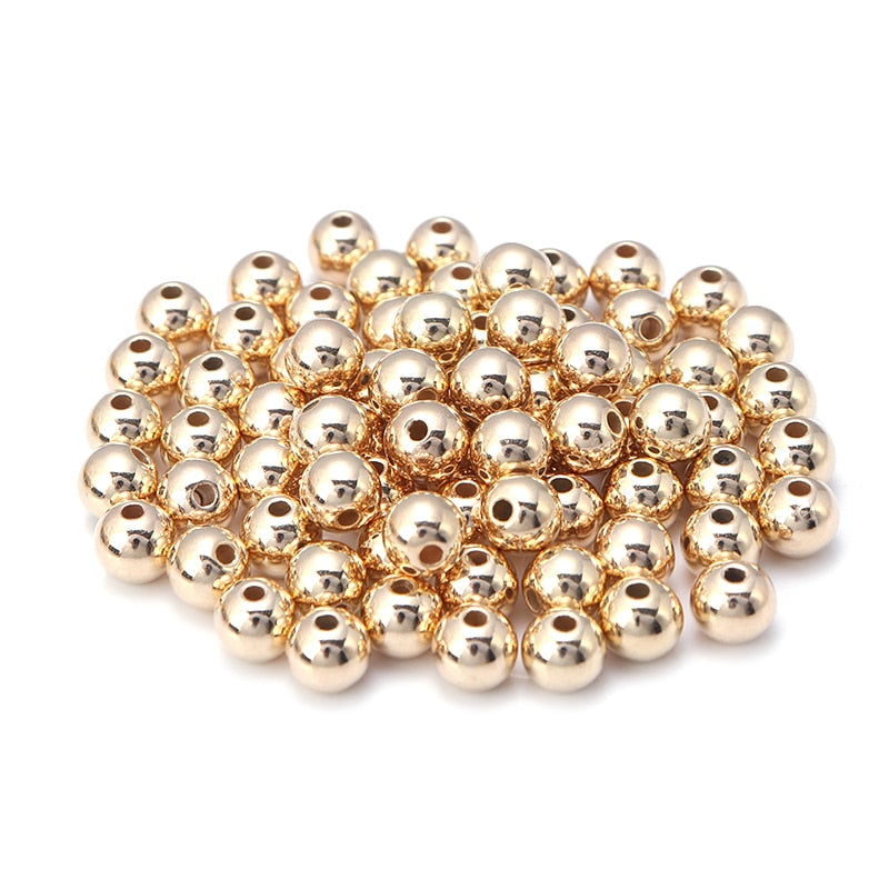 50-500pcs Gold color CCB Ball Beads Round Loose Bead For Making DIY Bracelet Necklace Wedding Jewelry