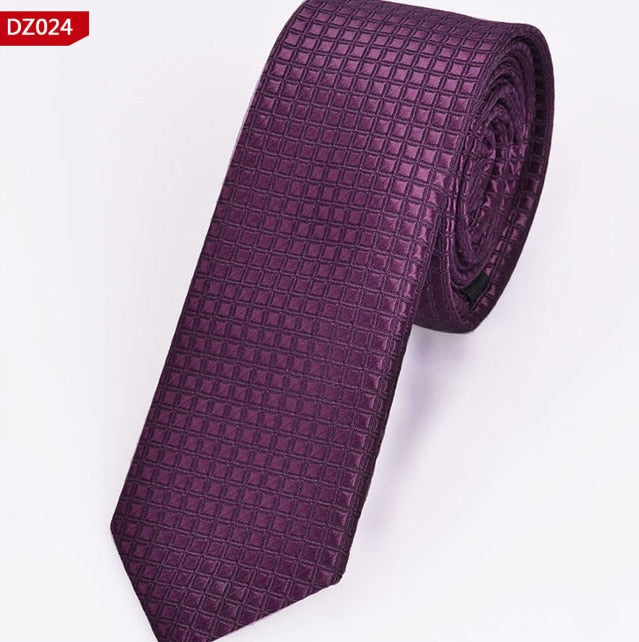 New Men's Casual Slim Ties Classic Polyester Woven Party Neckties Fashion Plaid Dots Man Neck Tie For Wedding Business Male Tie