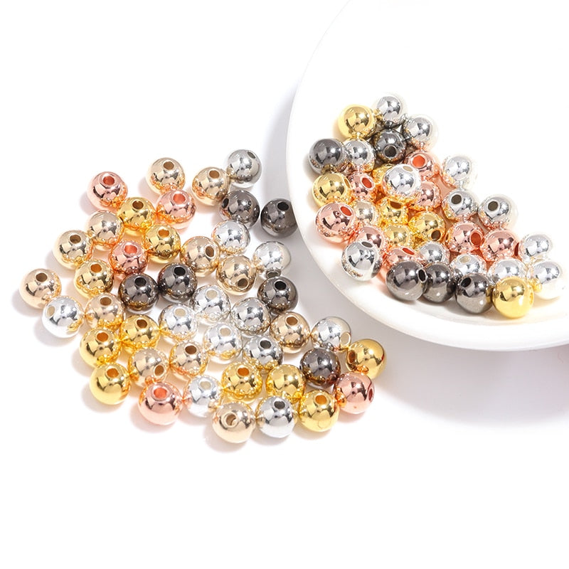 50-500pcs Gold color CCB Ball Beads Round Loose Bead For Making DIY Bracelet Necklace Wedding Jewelry