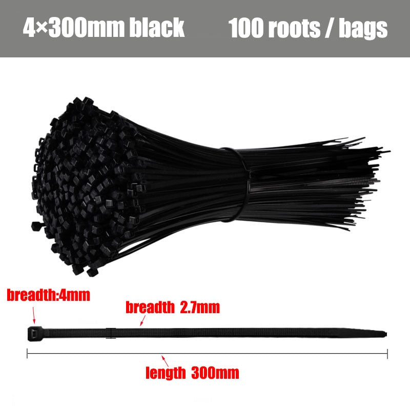 Self-locking plastic nylon tie 100 PCS