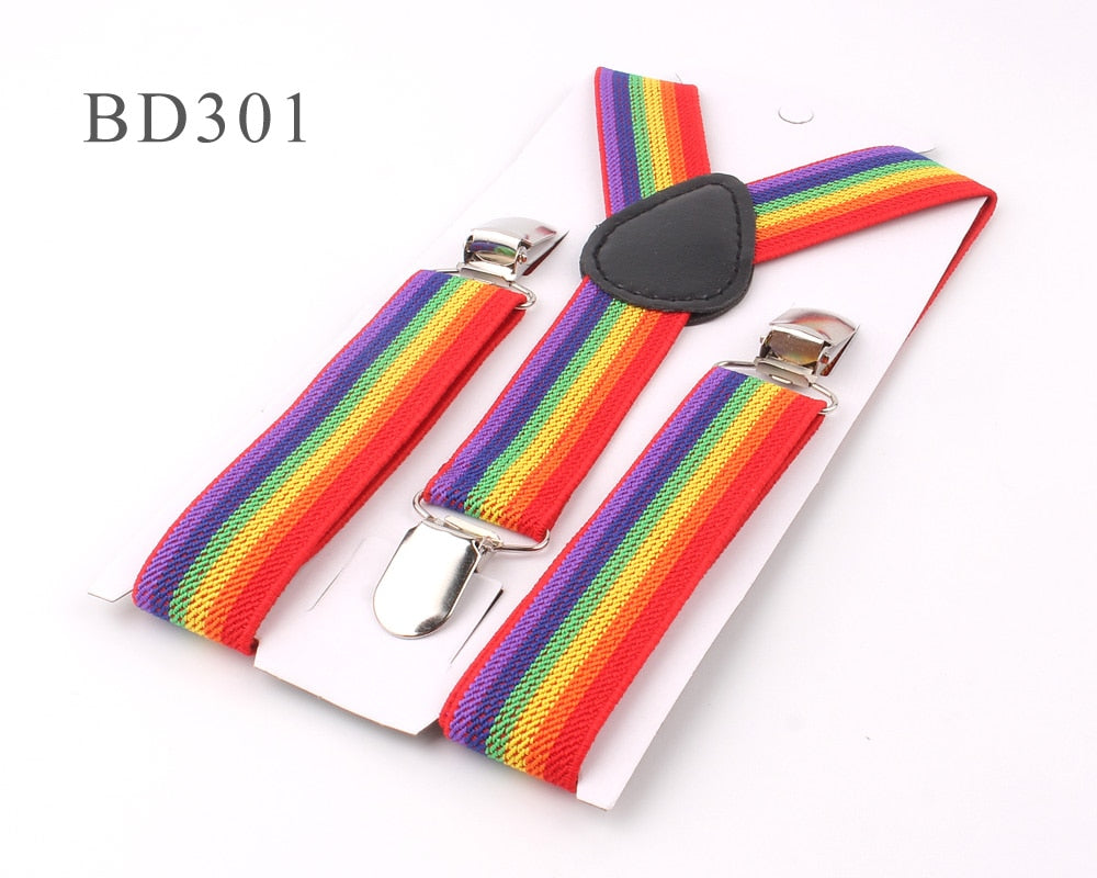 New Adjustable Kids Suspenders Elastic Striped Suspender Candy Color Children Braces Wedding Accessories Girls Boys Straps