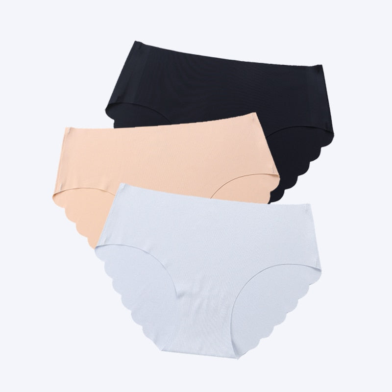 FallSweet 3 pcs/lot ! Seamless Panties Women Solid Sexy Underwear Mid Waist Briefs M to XXL