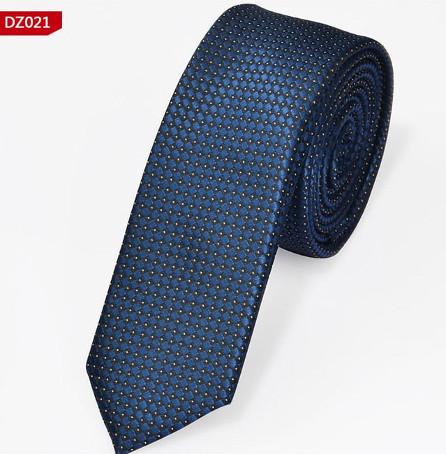 New Men's Casual Slim Ties Classic Polyester Woven Party Neckties Fashion Plaid Dots Man Neck Tie For Wedding Business Male Tie