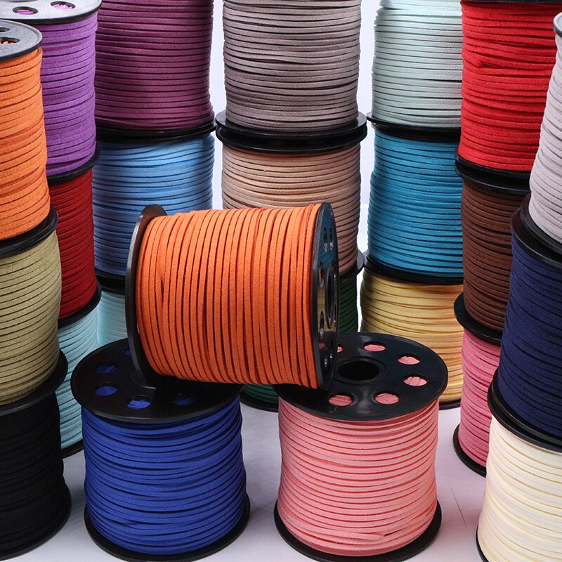 10m/lot 2.5mm Flat Faux Suede Braided Cord Korean Velvet Leather Thread for Necklace Jewelry Making