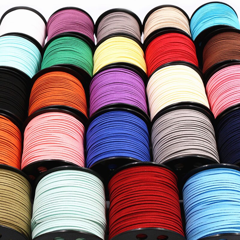 10m/lot 2.5mm Flat Faux Suede Braided Cord Korean Velvet Leather Thread for Necklace Jewelry Making