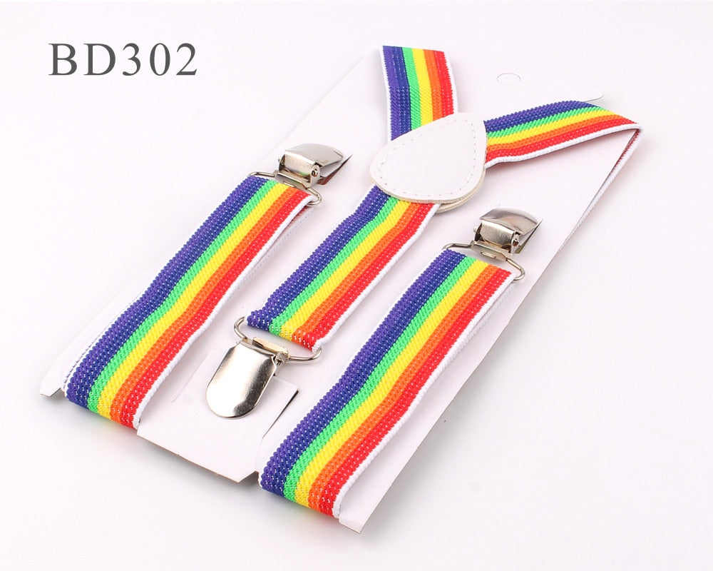 New Adjustable Kids Suspenders Elastic Striped Suspender Candy Color Children Braces Wedding Accessories Girls Boys Straps