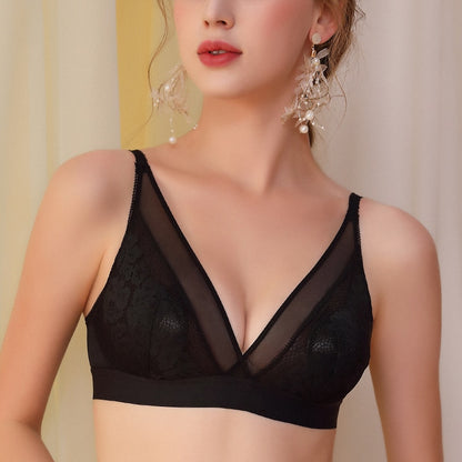 FallSweet Sexy Wireless Bras for Women Ultra Thin Lace Bralette Deep V Plunge Bra - Hiccupzz