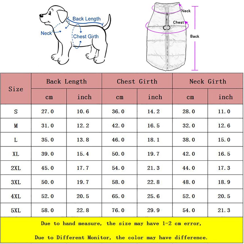 Waterproof Dog Clothes Zipper Jacket Coat For Small Medium Large Dogs Winter Warm Pet Clothing for Dog Costume Vest Apparel