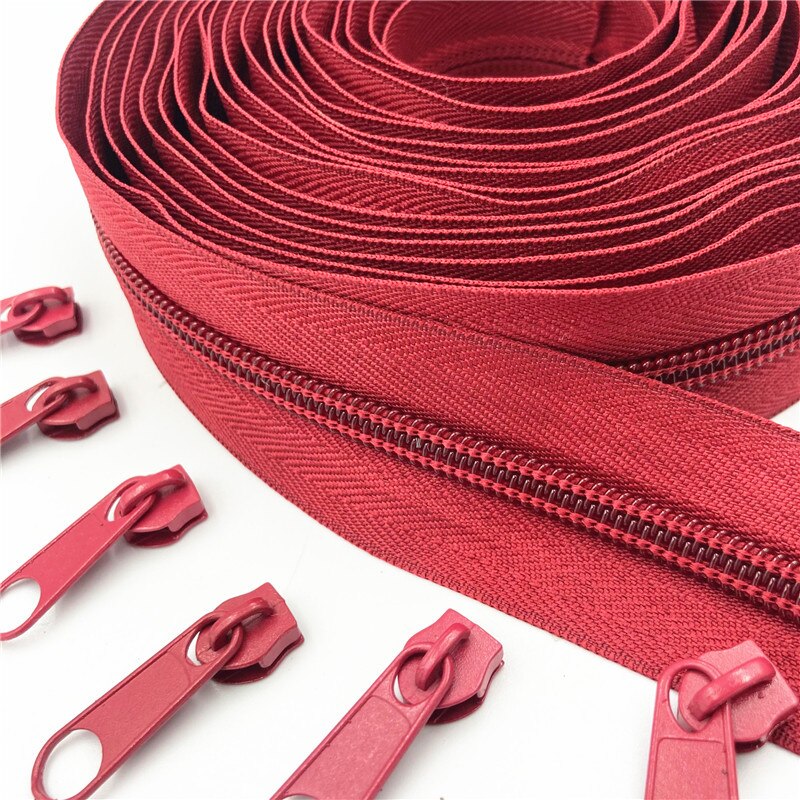 5 Meters (5.4 Yard ) 5 # (20 Colors) Long Nylon Coil Zipper  with 10pcs Zipper Slider for DIY Sewing Clothing Accessories