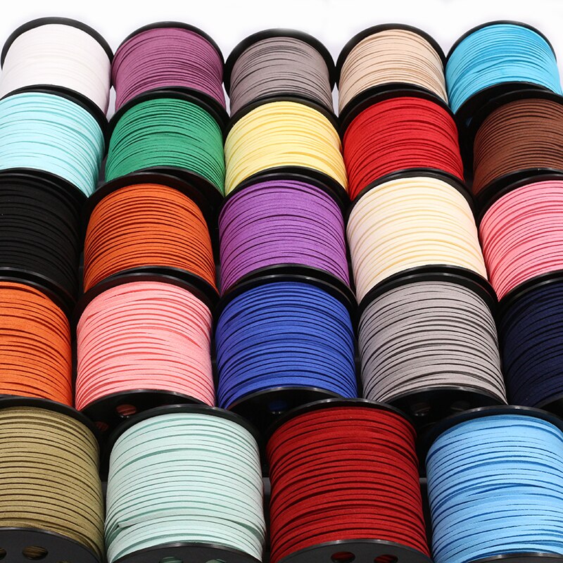 10m/lot 2.5mm Flat Faux Suede Braided Cord Korean Velvet Leather Thread for Necklace Jewelry Making