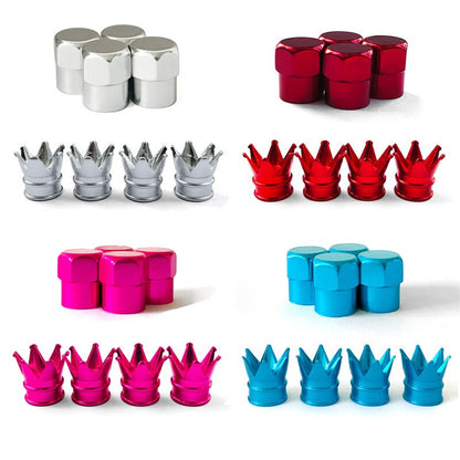 4 Pcs New Arrive Colorful Aluminum Crown Car Tire Valve Stem Caps - Hiccupzz