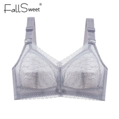 FallSweet Wireless Bras for Women Thin Cup Lingeire Plus Size Lace Underwear Minimizer Brassiere B C D E Cup - Hiccupzz